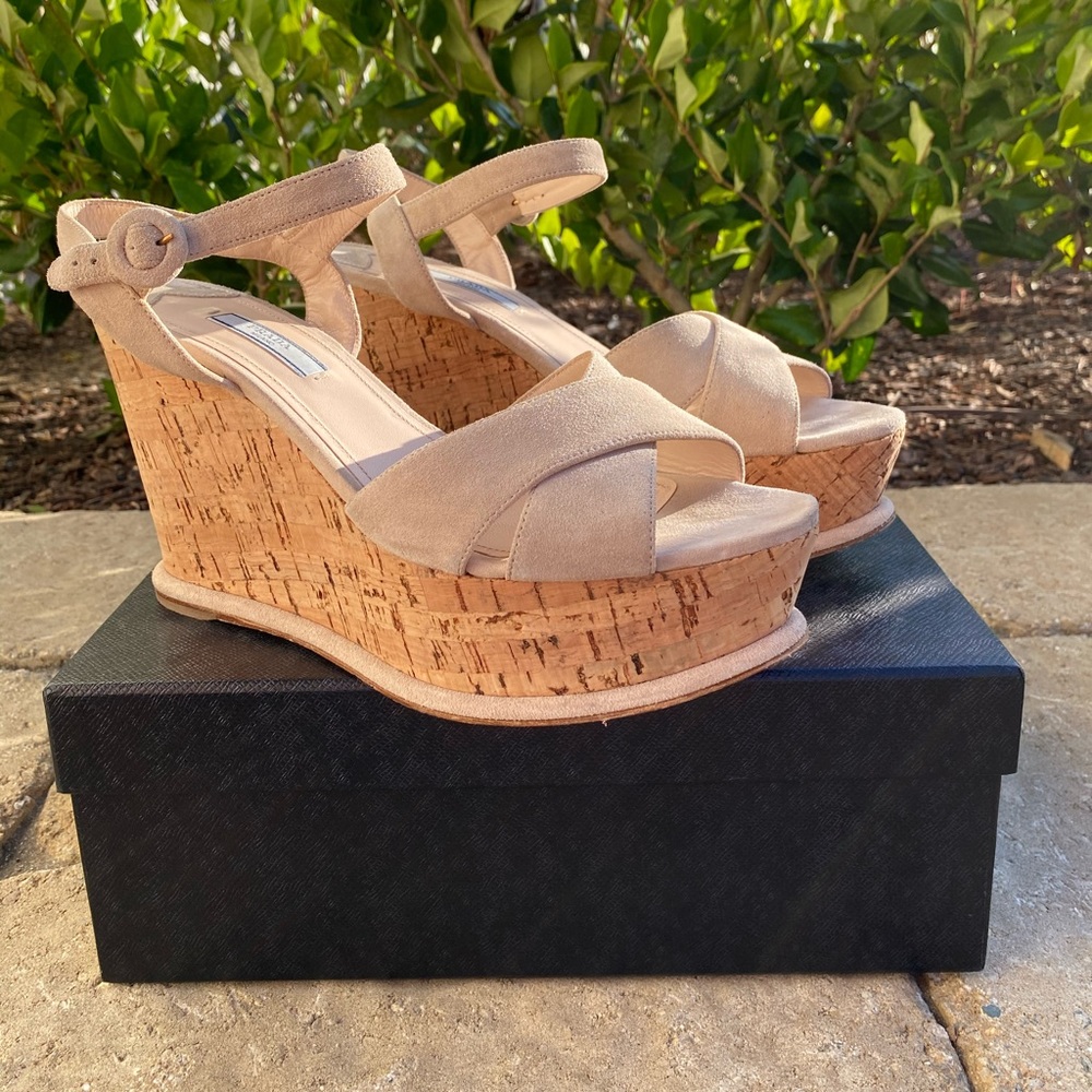 Sand Cork Prada Wedges!!